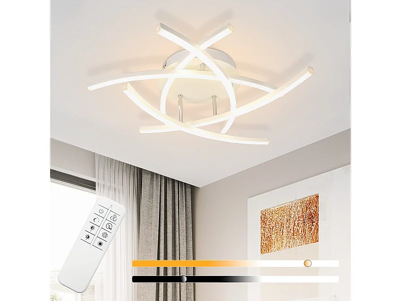 NETTLIFE LED Deckenleuchte Schlafzimmer Dimmbar 32w Modern Weiß Metall Mit Fernbedienung
