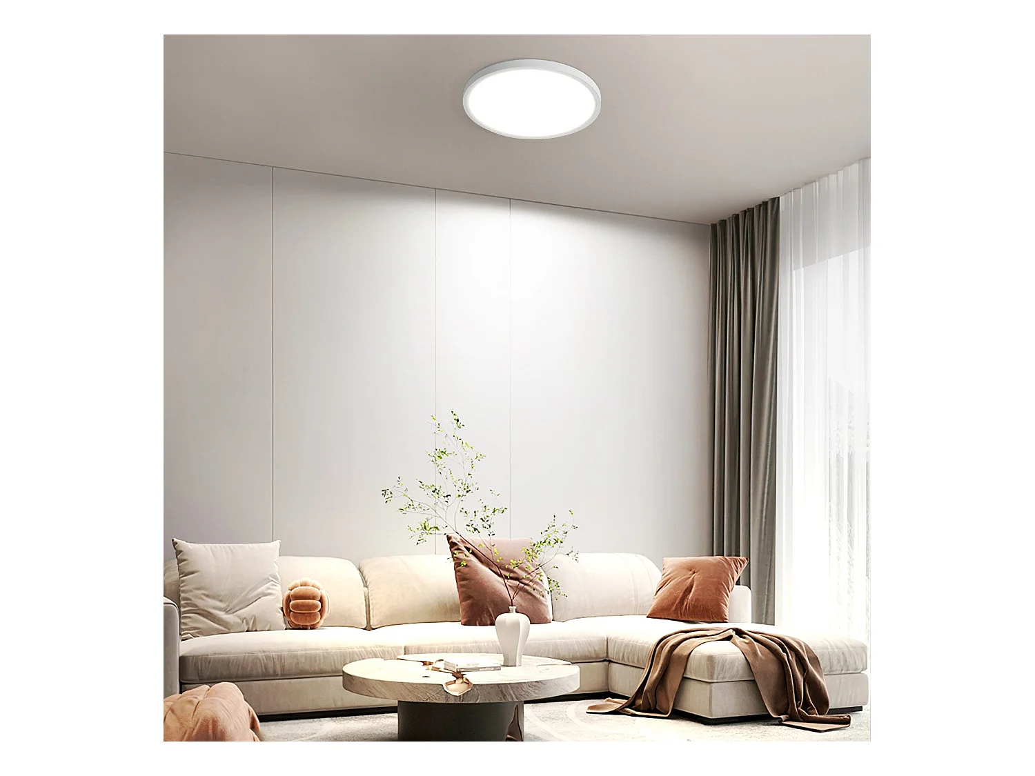 NETTLIFE Plafonnier LED Plat Pour Chambre à Coucher Noir 18cm 15w Non Dimmable Blanc Chaud 3000 K