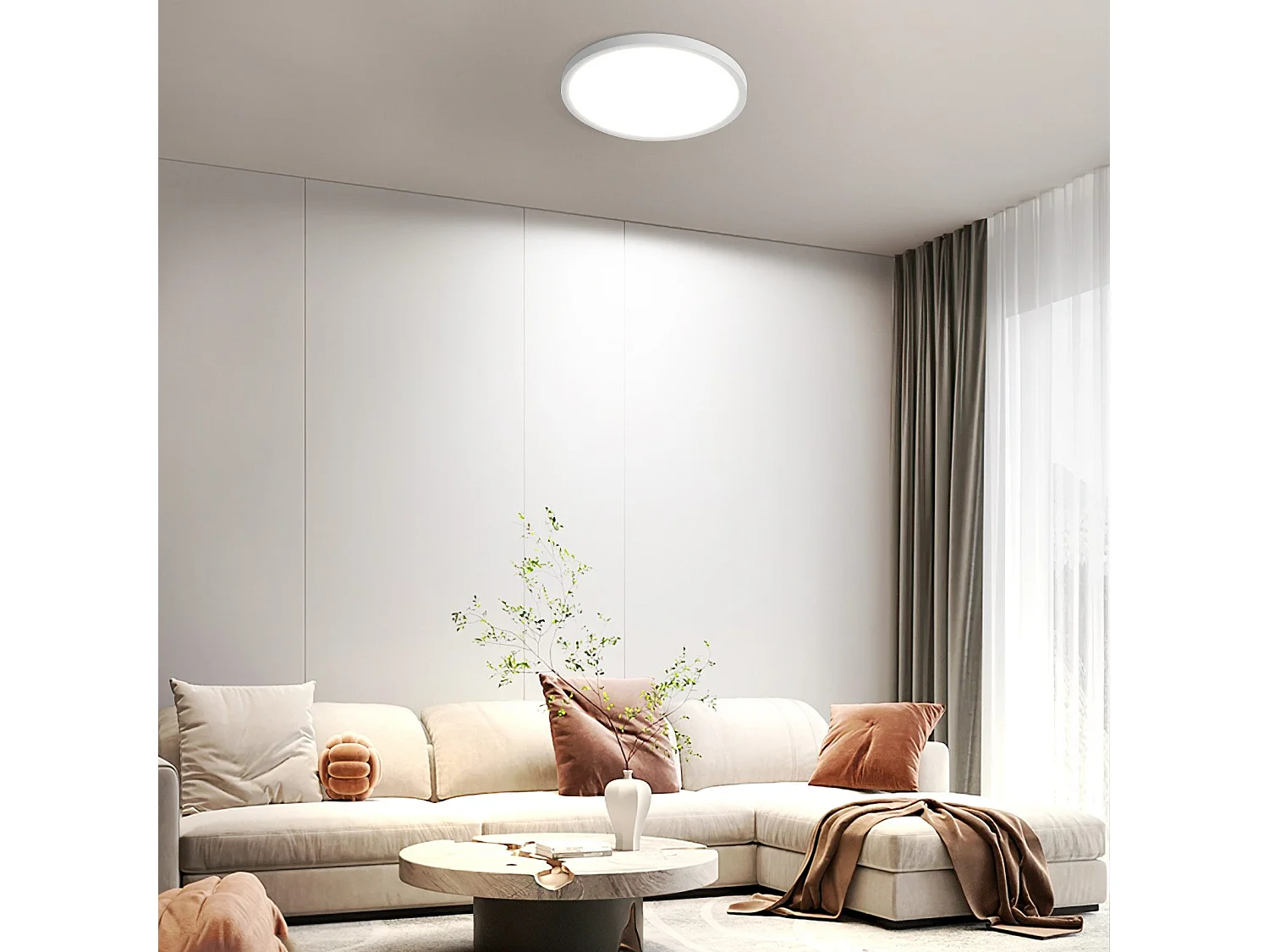 NETTLIFE Plafonnier LED Plat Pour Chambre à Coucher Noir 18cm 15w Non Dimmable Blanc Chaud 3000 K