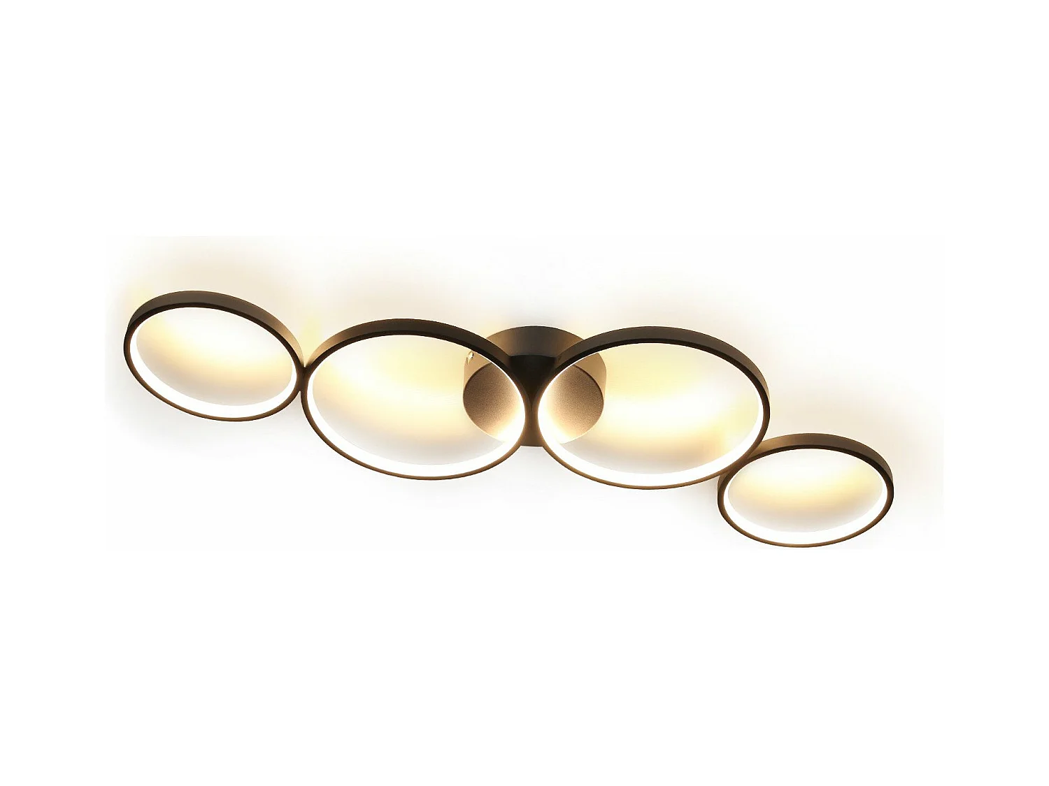 NETTLIFE Dimmbare LED-Deckenleuchte, 100 cm, 4 Ringe, modern, 56 W, schwarze Deckenbeleuchtung mit Fernbedienung