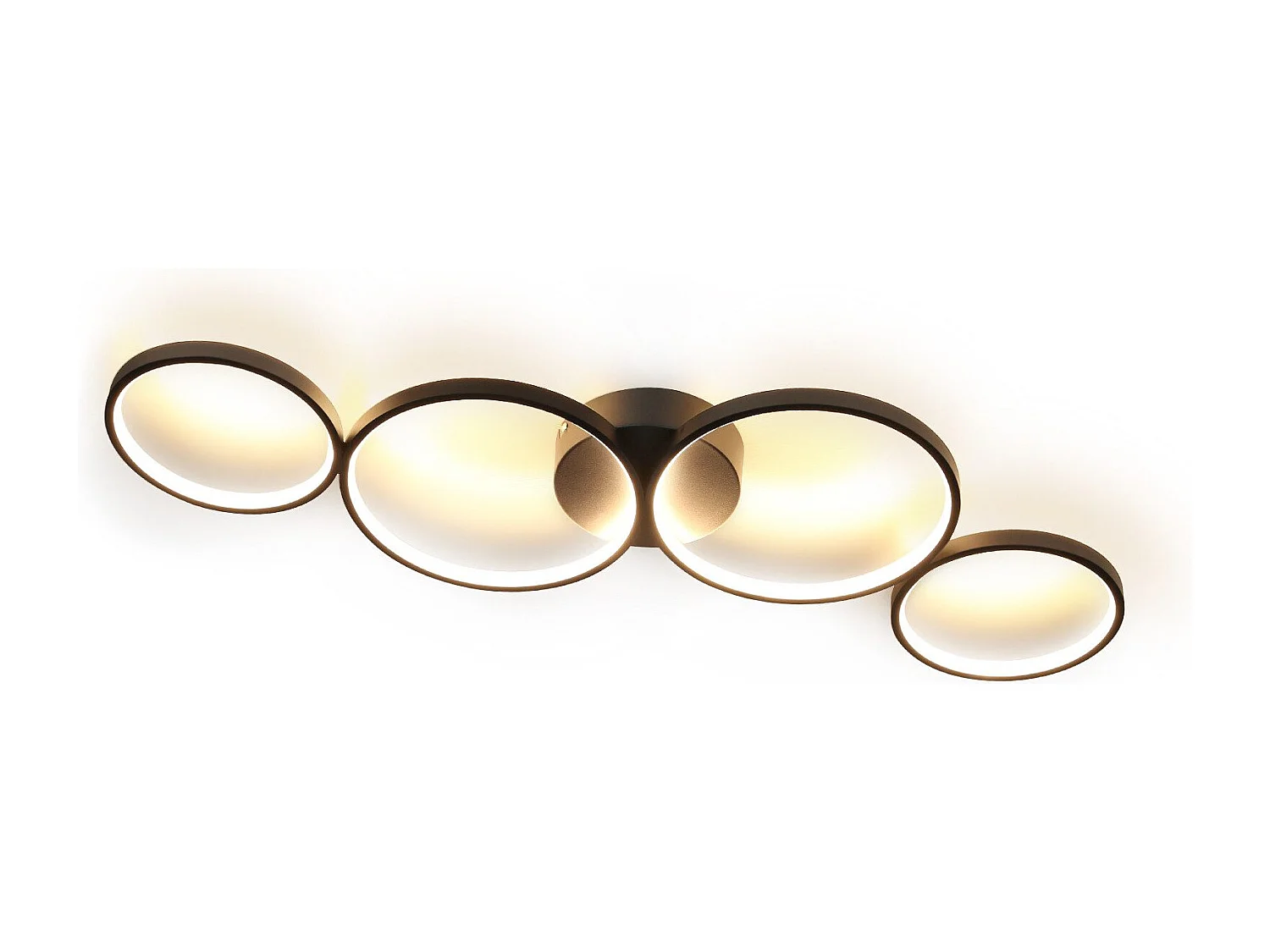 NETTLIFE Plafonnier LED Dimmable 100cm 4 Anneaux Moderne 56w Éclairage De Plafond Noir Avec Télécommande