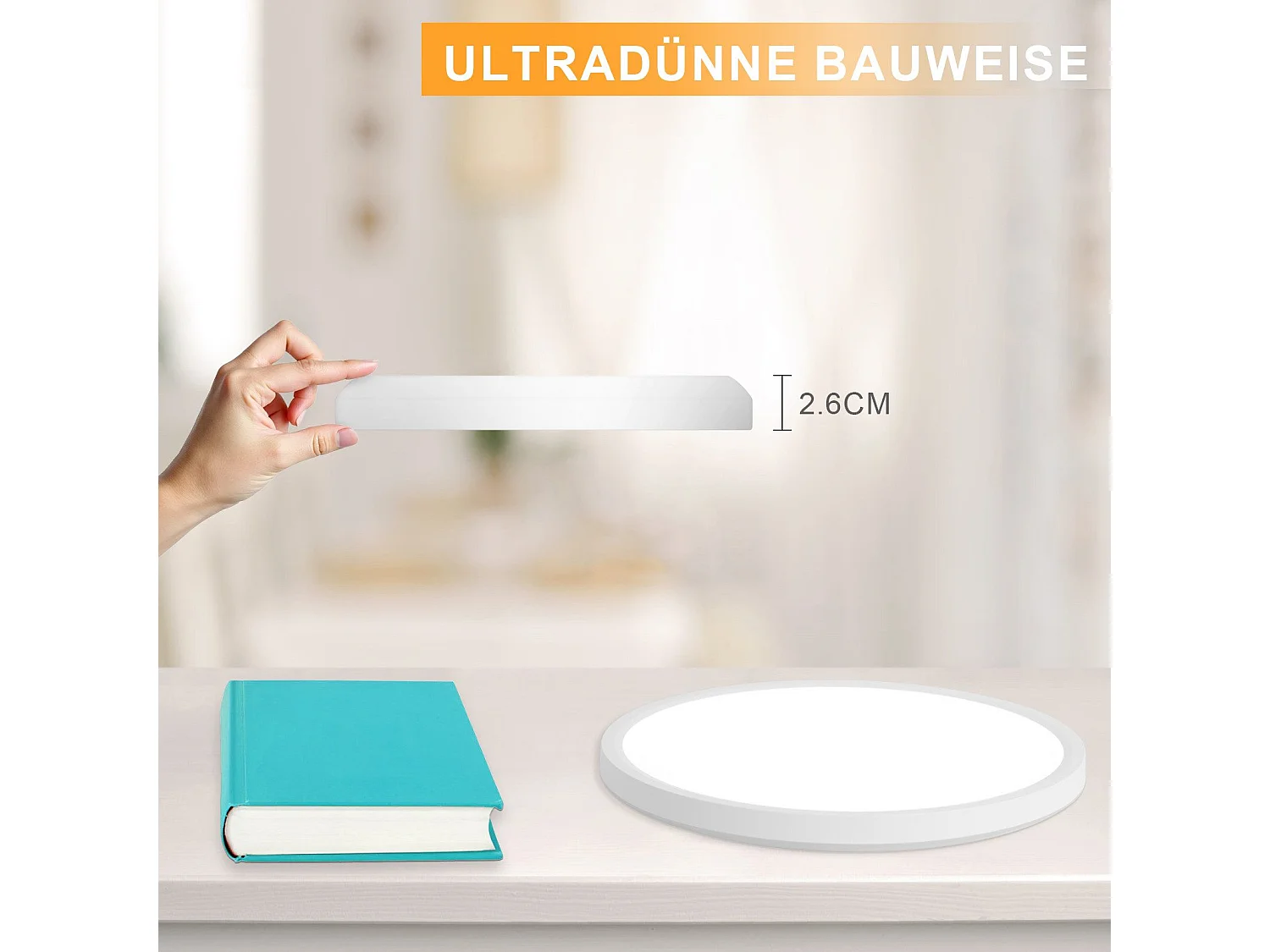 NETTLIFE Płaskie oświetlenie sufitowe LED do sypialni 18 cm 15 W Nieściemnialne Ciepła biel 3000 K