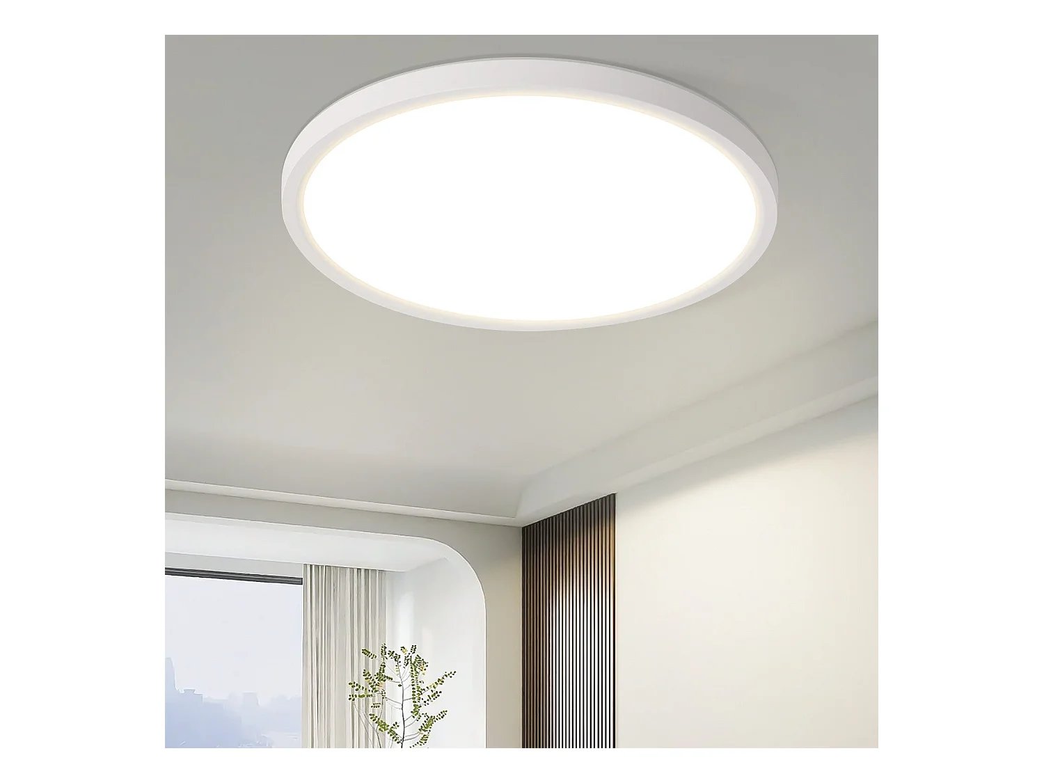NETTLIFE Plafonnier LED Plat Pour Chambre à Coucher 18 Cm 15w Non Dimmable Blanc Chaud 4000 K