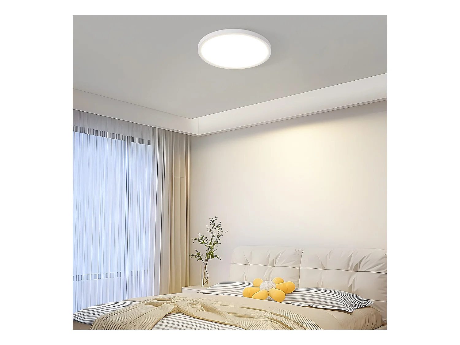 NETTLIFE Plafonnier LED Plat Pour Chambre à Coucher 18 Cm 15w Non Dimmable Blanc Chaud 4000 K