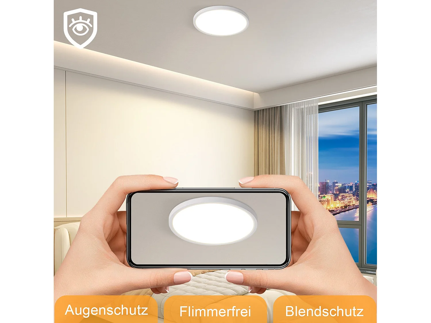 NETTLIFE Plafonnier LED Plat Pour Chambre à Coucher 18 Cm 15w Non Dimmable Blanc Chaud 4000 K