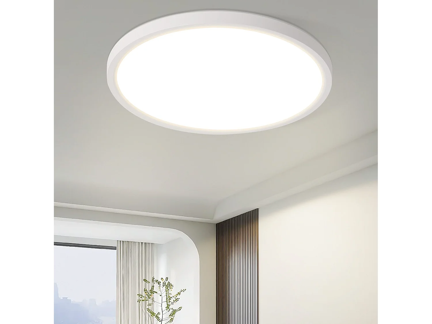 NETTLIFE Plafonnier LED Plat Pour Chambre à Coucher 18 Cm 15w Non Dimmable Blanc Chaud 4000 K