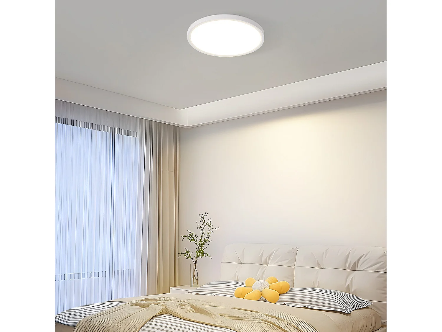 NETTLIFE Plafonnier LED Plat Pour Chambre à Coucher 18 Cm 15w Non Dimmable Blanc Chaud 4000 K