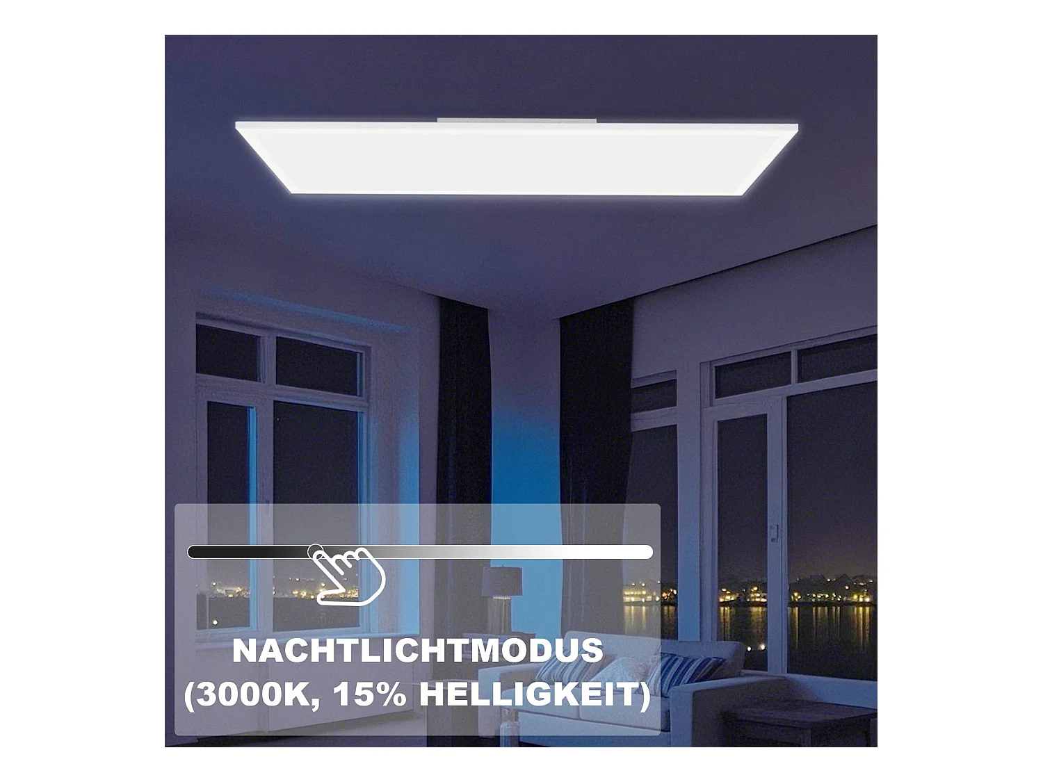 NETTLIFE LED plafondlamp 120 x 30 cm dimbaar, lange RGB-achtergrondverlichting, vlakke kleurverandering met afstandsbediening 36W