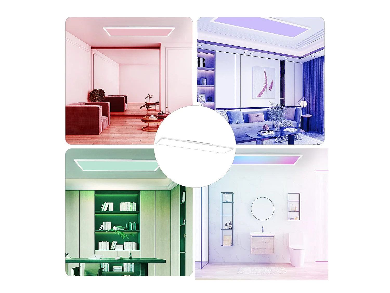 NETTLIFE LED plafondlamp 120 x 30 cm dimbaar, lange RGB-achtergrondverlichting, vlakke kleurverandering met afstandsbediening 36W