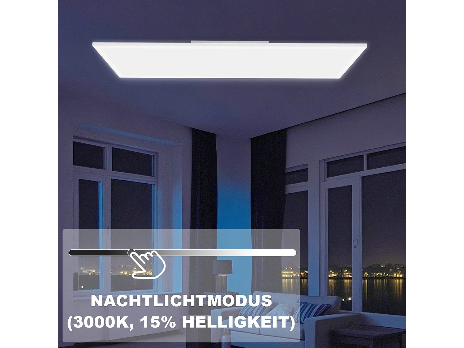 NETTLIFE LED plafondlamp 120 x 30 cm dimbaar, lange RGB-achtergrondverlichting, vlakke kleurverandering met afstandsbediening 36W