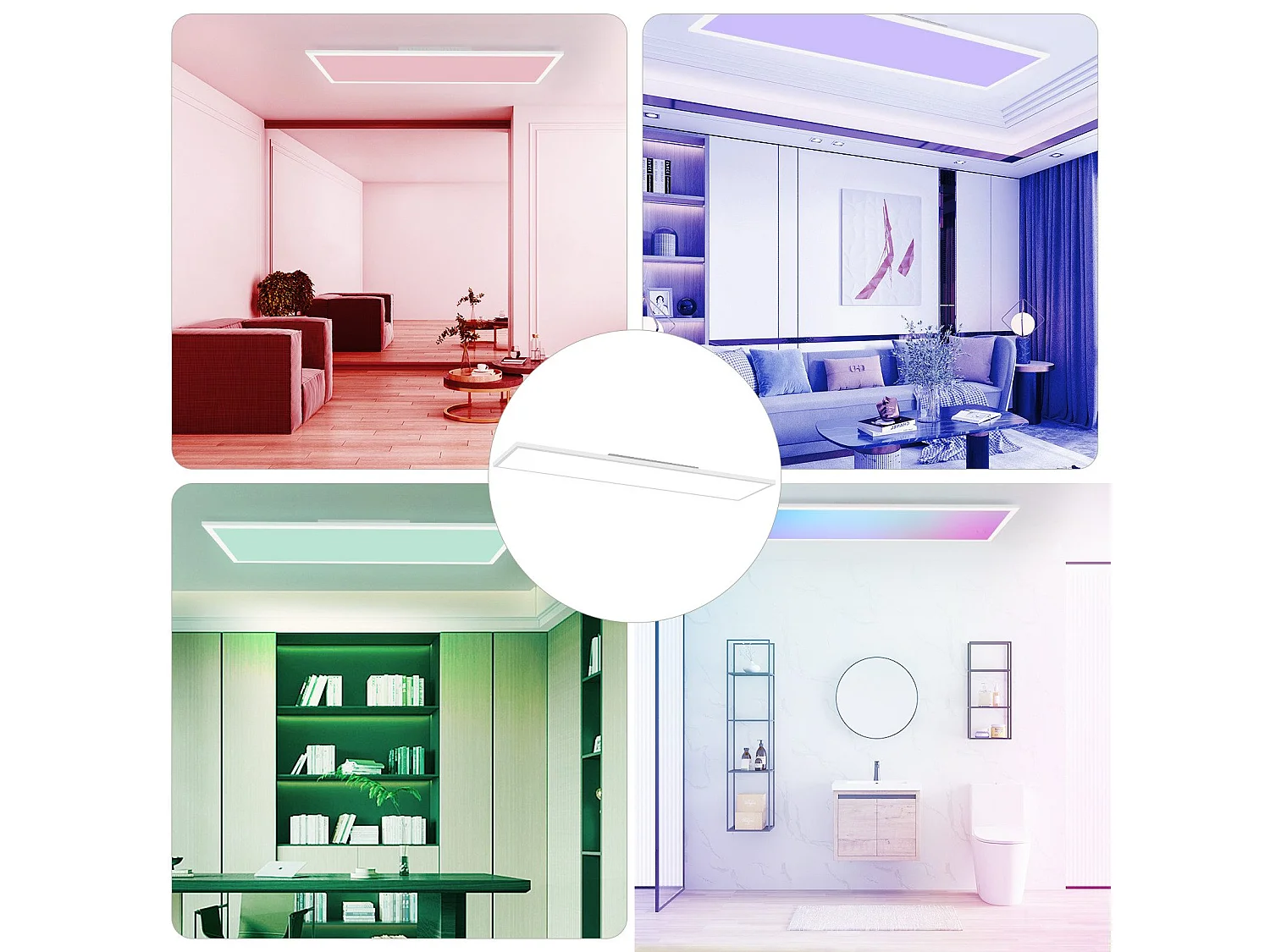 NETTLIFE LED plafondlamp 120 x 30 cm dimbaar, lange RGB-achtergrondverlichting, vlakke kleurverandering met afstandsbediening 36W