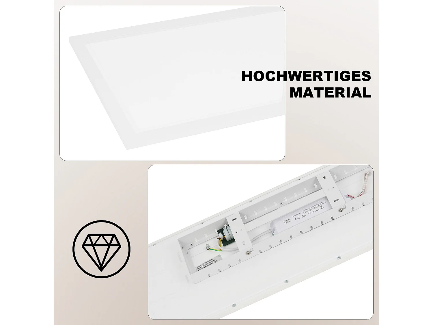 NETTLIFE Plafonnier LED 120 x 30 cm intensité variable, rétroéclairage RVB long, changement de couleur plate avec télécommande 36 W