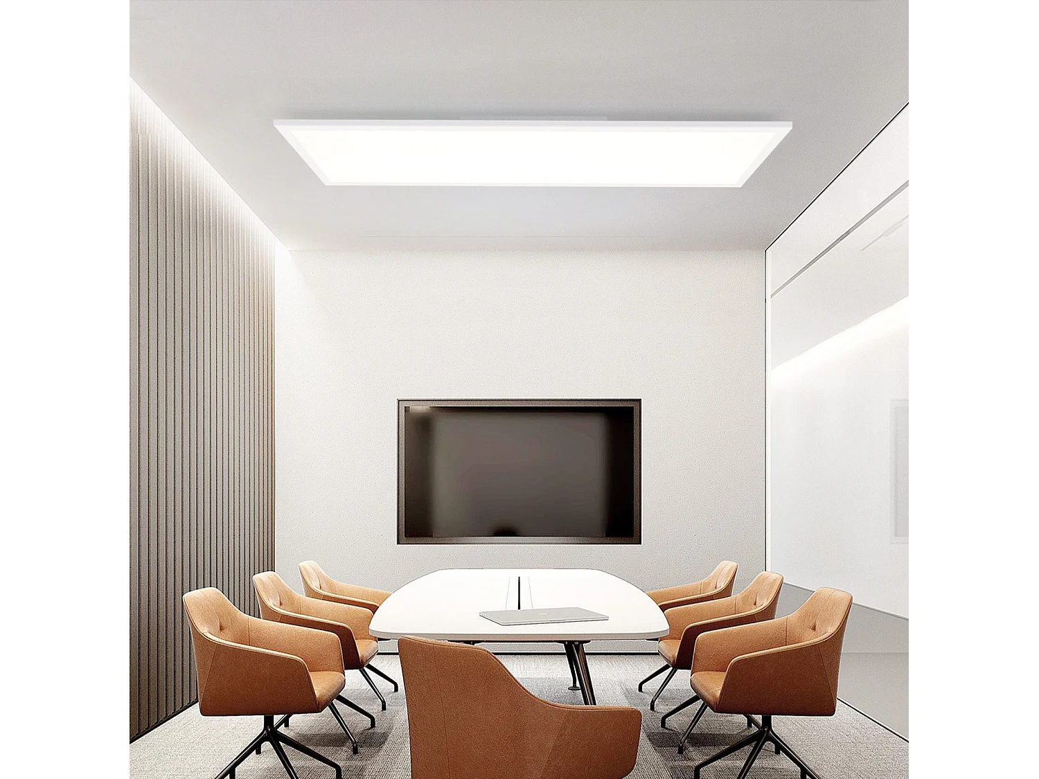 NETTLIFE Plafonnier LED 120 x 30 cm intensité variable, rétroéclairage RVB long, changement de couleur plate avec télécommande 36 W