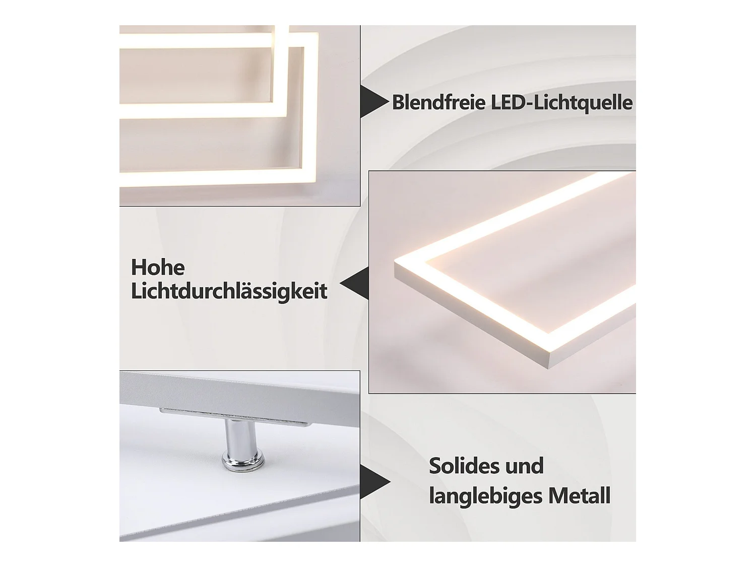 NETTLIFE Plafonnier pour salon, plafonnier LED pour cuisine avec télécommande, design moderne, 3000K - 6500K, 36W