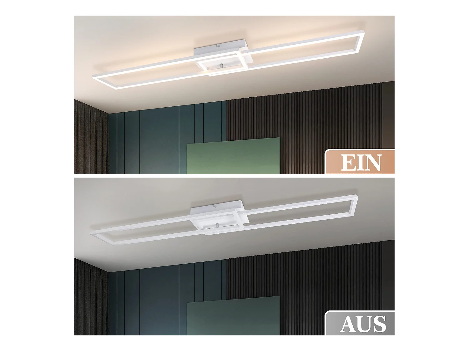 NETTLIFE Plafonnier pour salon, plafonnier LED pour cuisine avec télécommande, design moderne, 3000K - 6500K, 36W