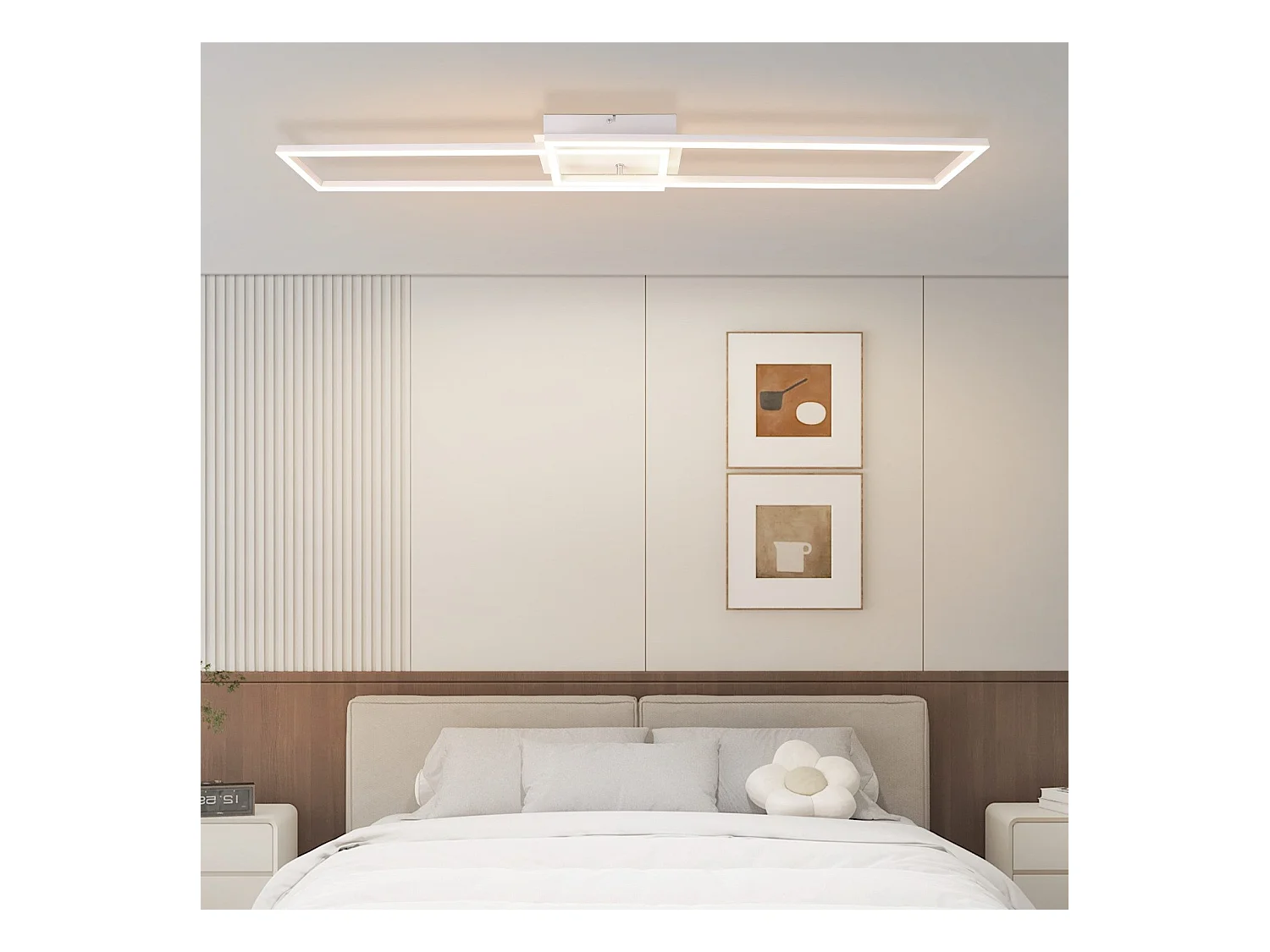 NETTLIFE Plafonnier pour salon, plafonnier LED pour cuisine avec télécommande, design moderne, 3000K - 6500K, 36W