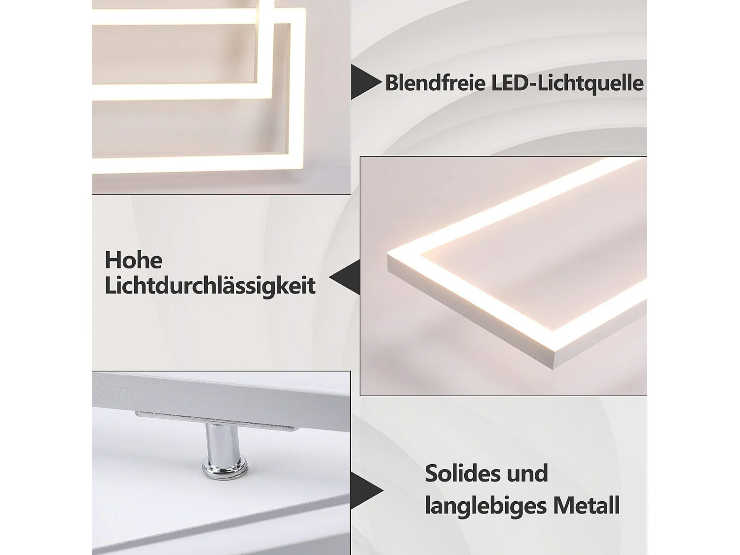 NETTLIFE Deckenleuchte für Wohnzimmer, LED-Deckenleuchte für Küche mit Fernbedienung, modernes Design, 3000 K – 6500 K, 36 W