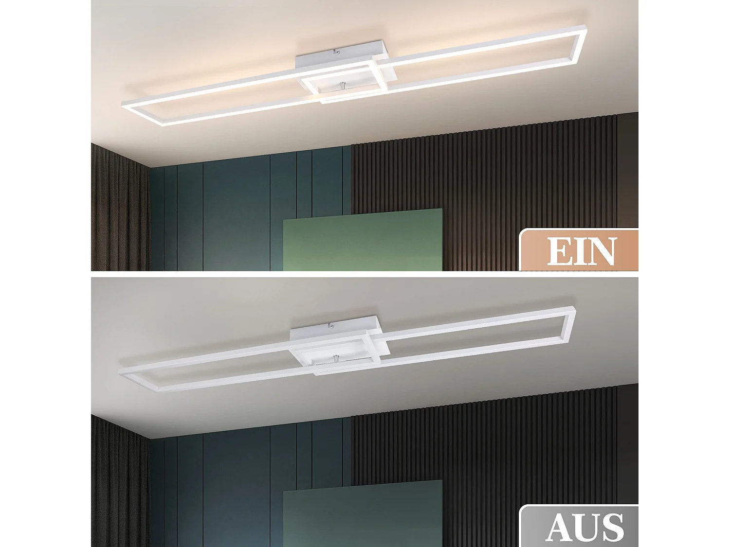 NETTLIFE Plafonnier pour salon, plafonnier LED pour cuisine avec télécommande, design moderne, 3000K - 6500K, 36W