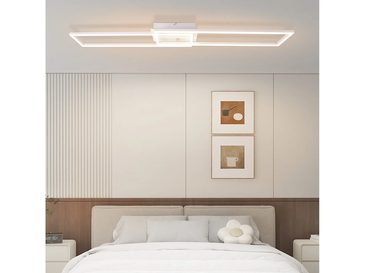 NETTLIFE Plafonnier pour salon, plafonnier LED pour cuisine avec télécommande, design moderne, 3000K - 6500K, 36W