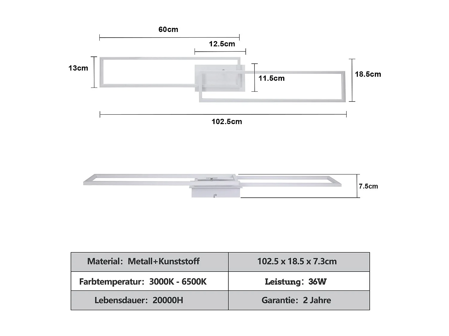 Plafoniera NETTLIFE per soggiorno, plafoniera a LED per cucina con telecomando, design moderno, 3000K - 6500K, 36W