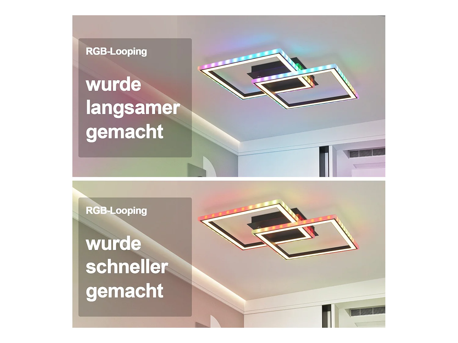 NETTLIFE Plafonnier LED pour salon, intensité variable, moderne, RGB, avec télécommande, 3 000-6 000 K, RGB moderne 13