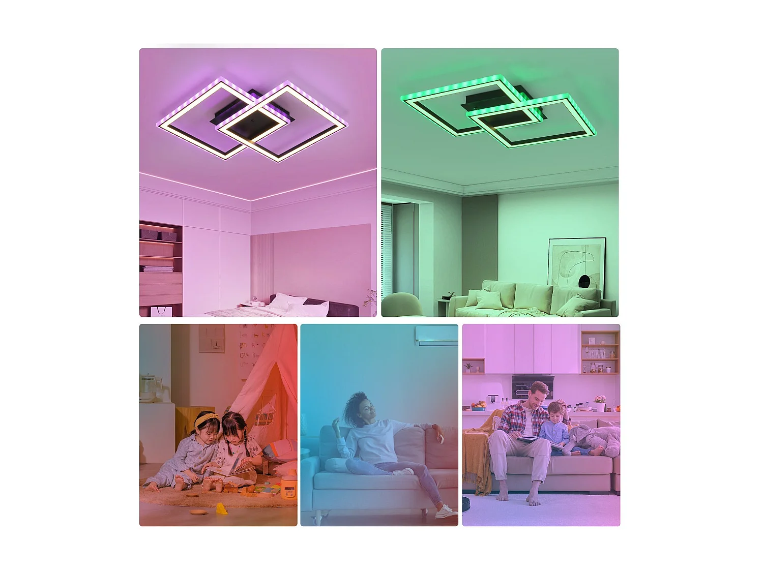NETTLIFE LED Deckenleuchte für Wohnzimmer, dimmbar, modern, RGB, mit Fernbedienung, 3000-6000K, Modern RGB 13