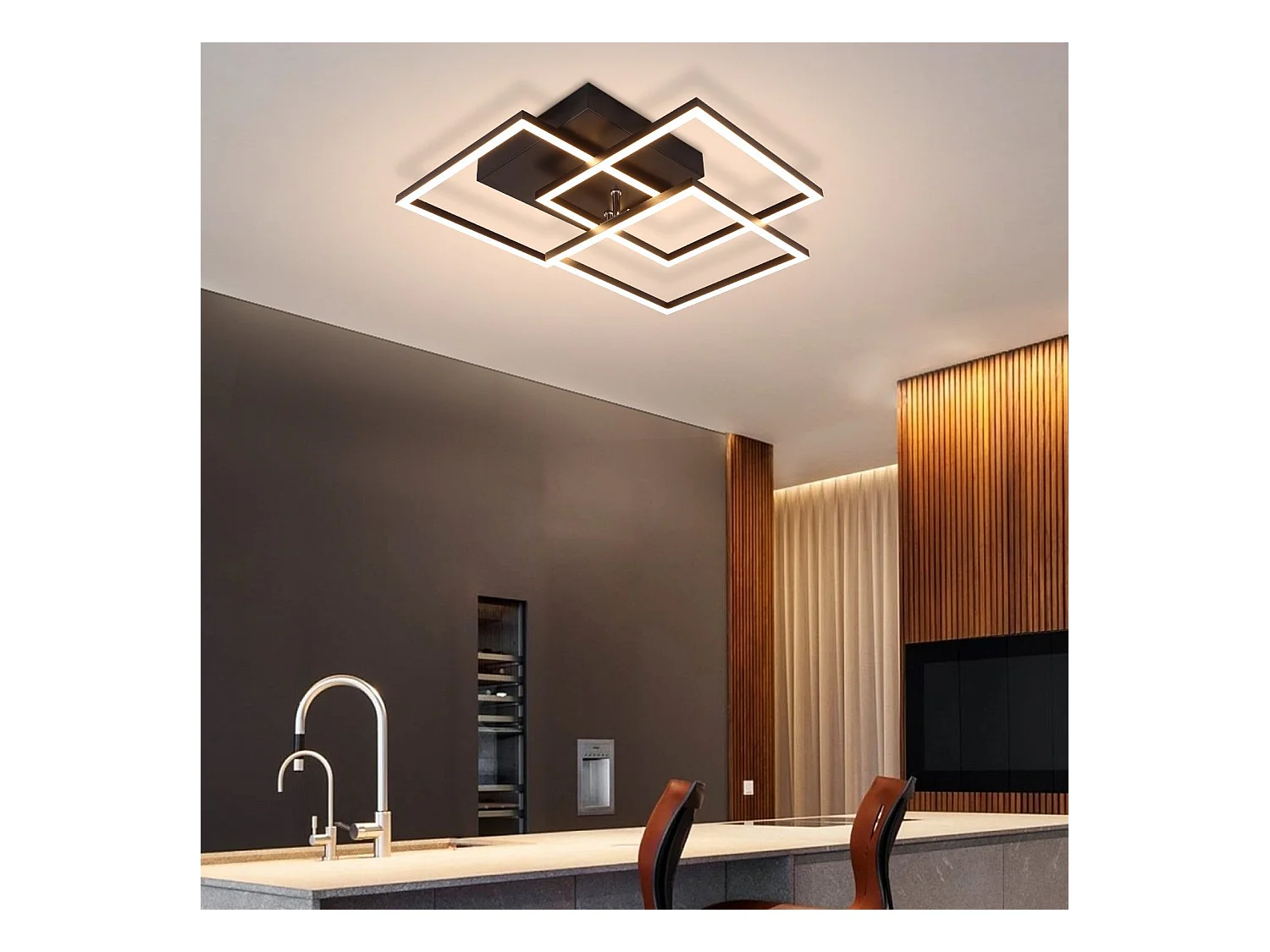 NETTLIFE LED Deckenleuchte Wohnzimmer Schwarz Dimmbar Quadratisch Modern 36w Mit Fernbedienung