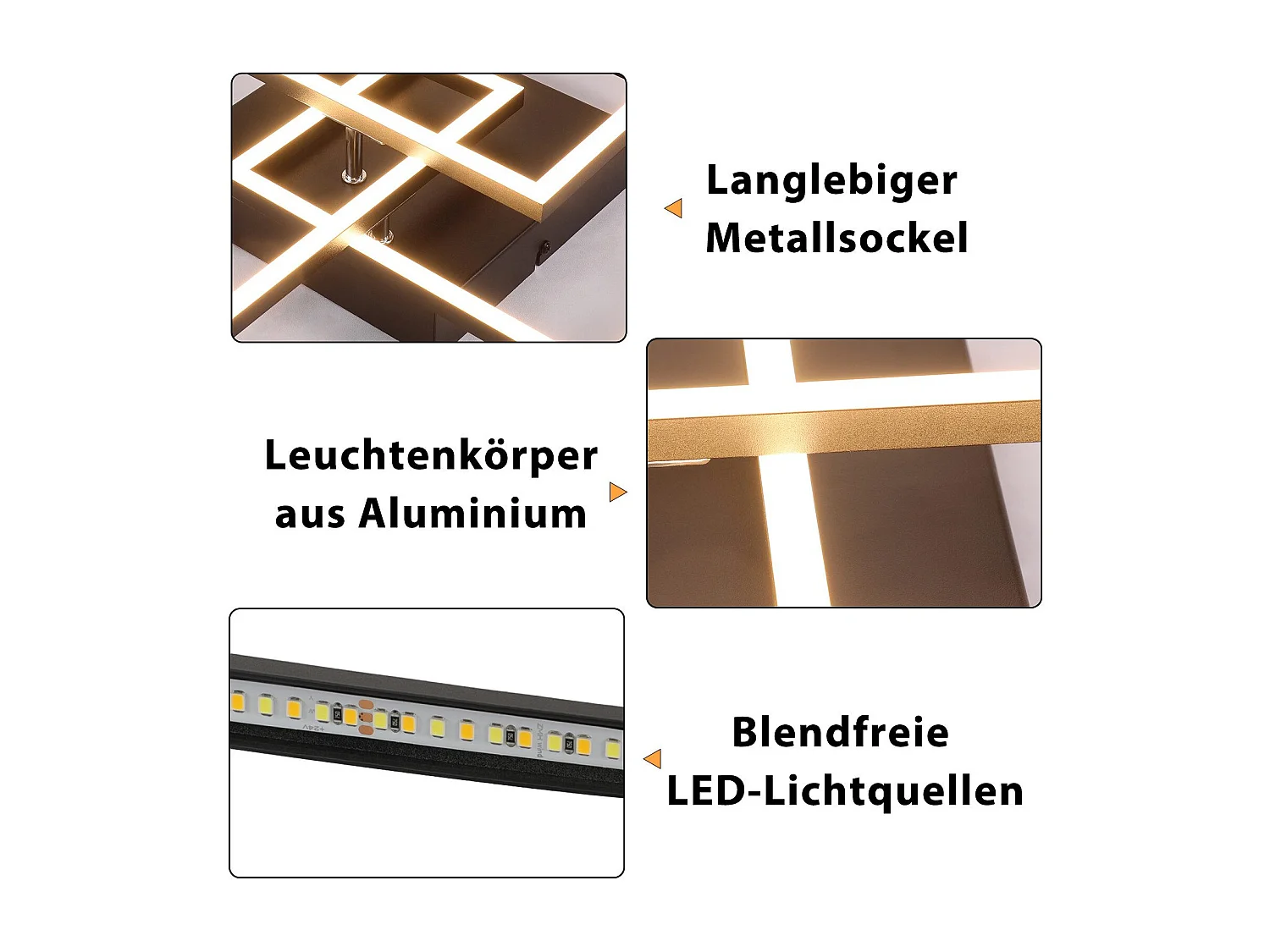 NETTLIFE LED Deckenleuchte Wohnzimmer Schwarz Dimmbar Quadratisch Modern 36w Mit Fernbedienung