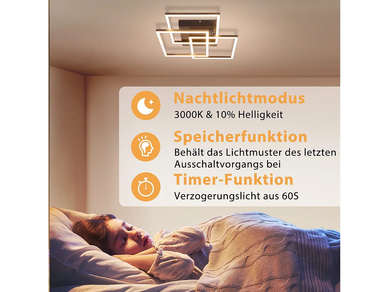 NETTLIFE Lampa sufitowa LED do salonu, czarna, ściemnialna, kwadratowa, nowoczesna, 36 W, z pilotem