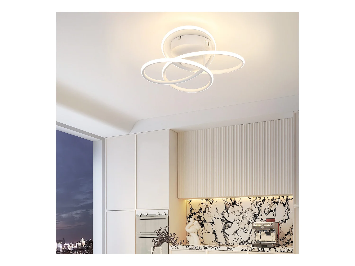 NETTLIFE LED Deckenleuchte für Flur, Modernes Design, Weiß, Dimmbar, Mit Fernbedienung, 36cm, Metall, 44W