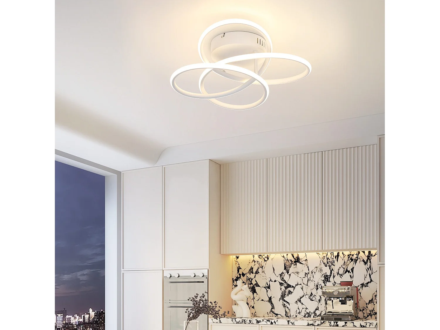 NETTLIFE LED Deckenleuchte für Flur, Modernes Design, Weiß, Dimmbar, Mit Fernbedienung, 36cm, Metall, 44W