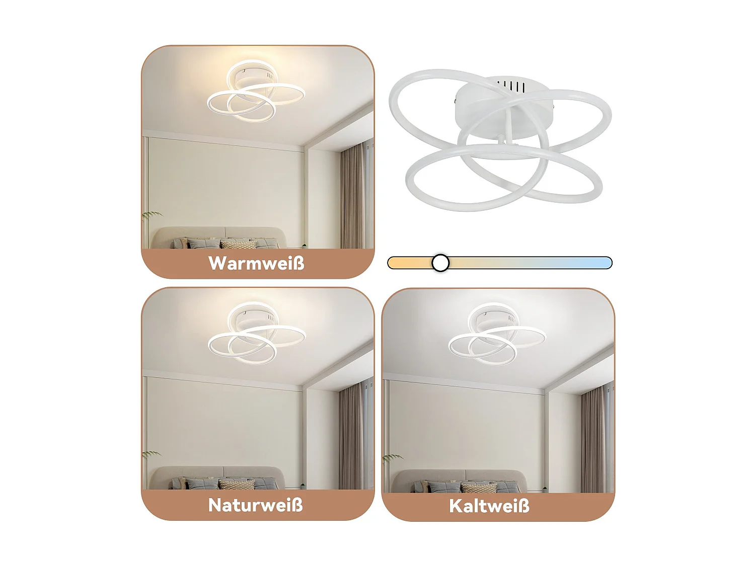 NETTLIFE Plafonnier LED pour couloir, design moderne, blanc, intensité variable, avec télécommande, 36 cm, métal, 44 W