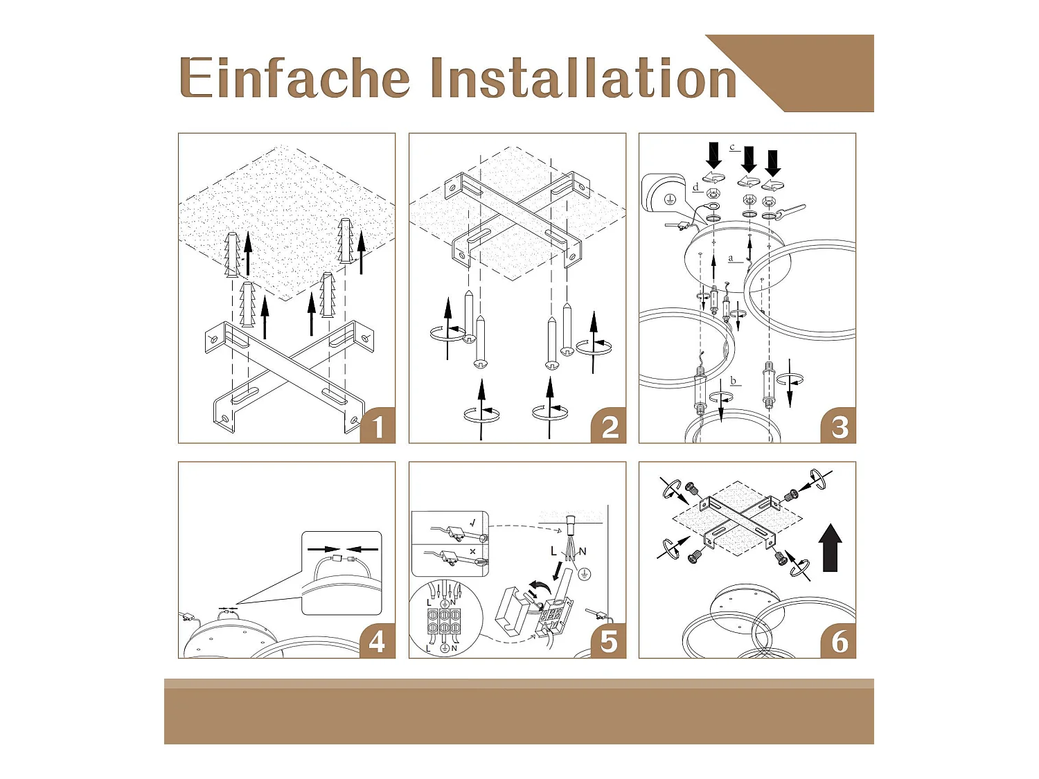 NETTLIFE Plafonnier LED pour salon - Noir, intensité variable, 82 cm, avec télécommande, 74 W, 3 anneaux