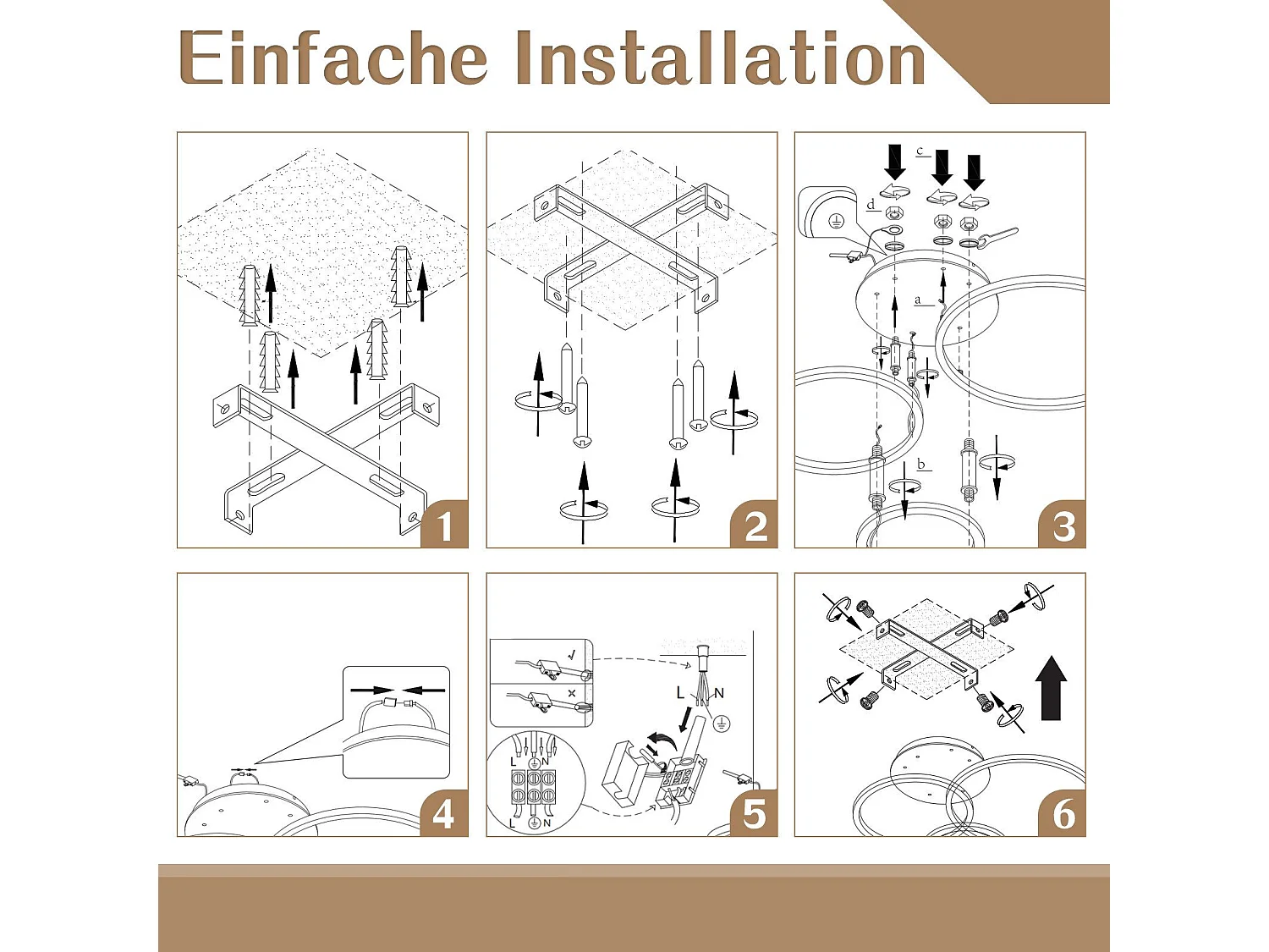NETTLIFE Plafonnier LED pour salon - Noir, intensité variable, 82 cm, avec télécommande, 74 W, 3 anneaux