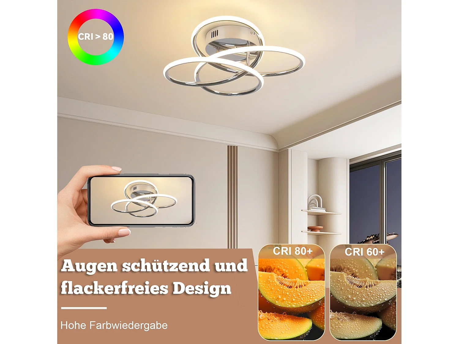 NETTLIFE Plafonnier LED pour couloir, intensité variable, avec télécommande, design moderne en forme de papillon, 36 cm, 44 W