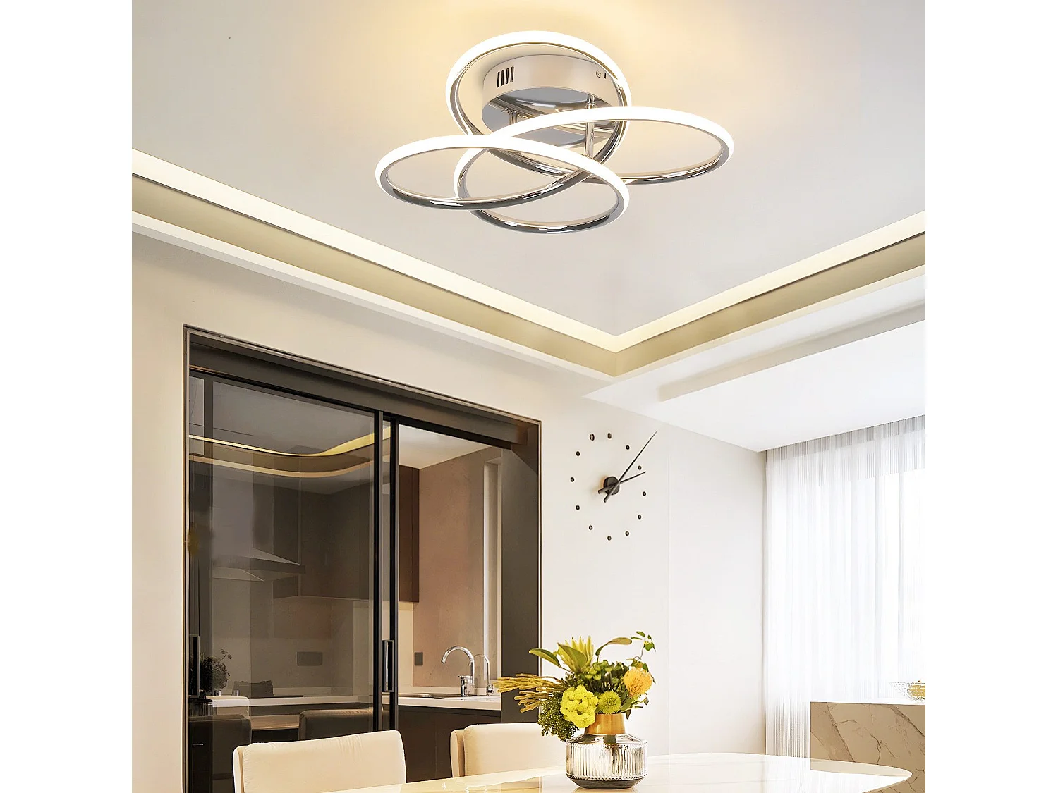 NETTLIFE Plafonnier LED pour couloir, intensité variable, avec télécommande, design moderne en forme de papillon, 36 cm, 44 W