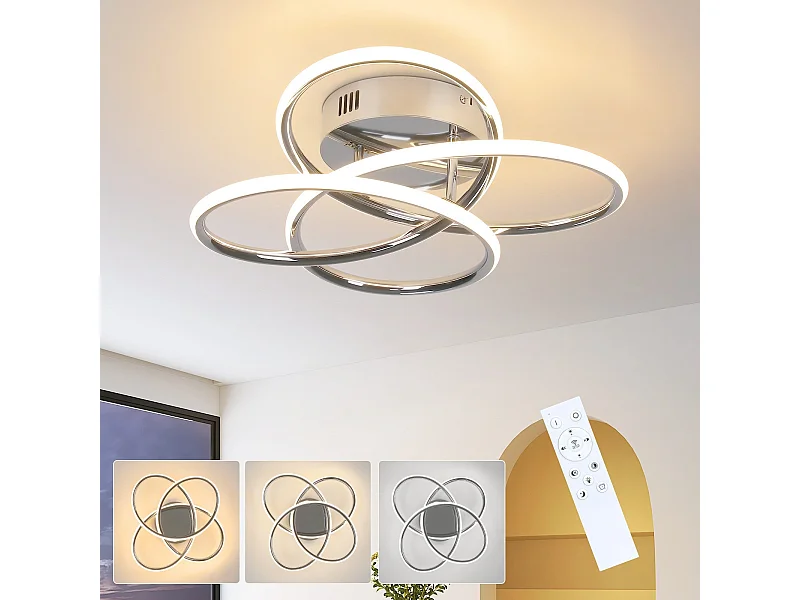 NETTLIFE Plafonnier LED pour couloir, intensité variable, avec télécommande, design moderne en forme de papillon, 36 cm, 44 W