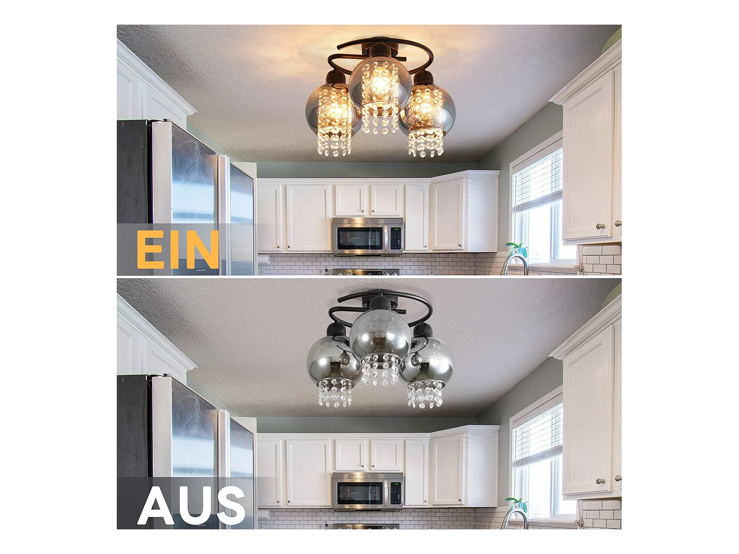 NETTLIFE Plafonnier Chambre E27 Gris Fumé Verre Cristal Moderne Salle à Manger