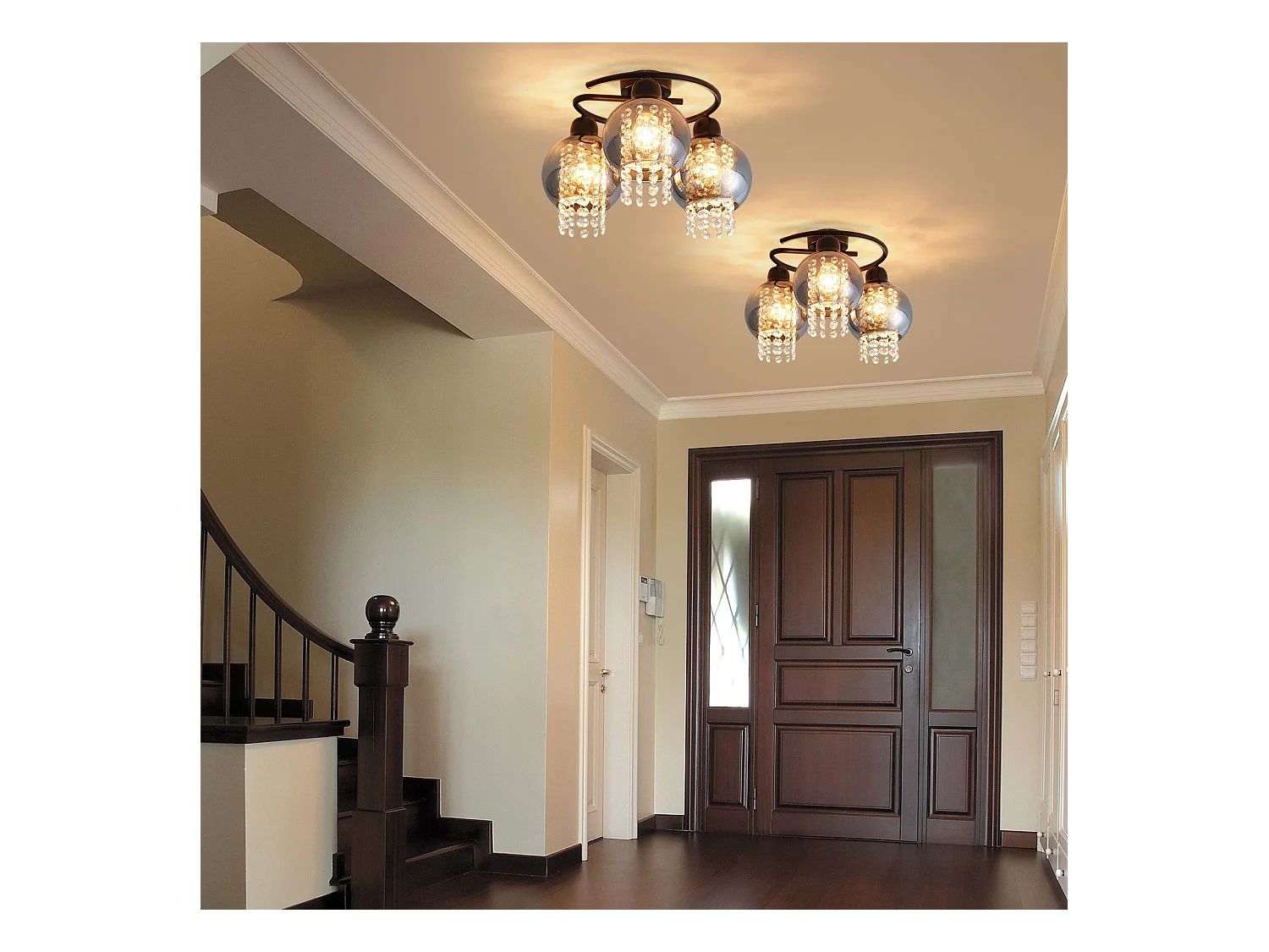 NETTLIFE Plafonnier Chambre E27 Gris Fumé Verre Cristal Moderne Salle à Manger