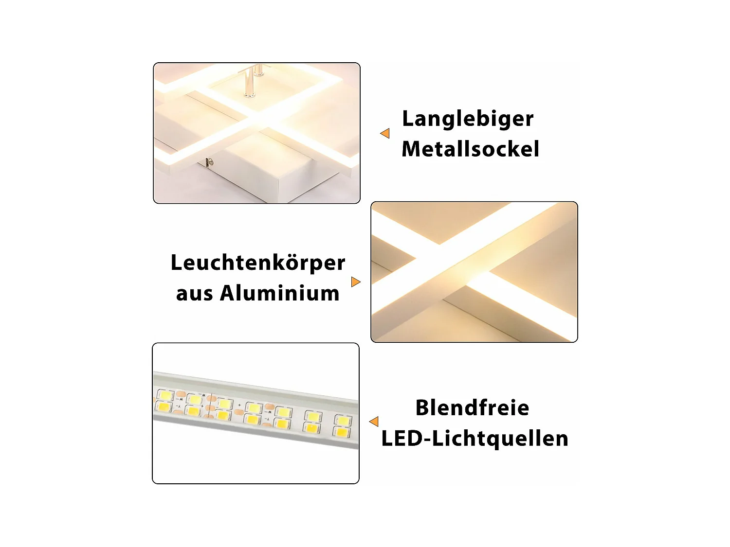 NETTLIFE Lampa sufitowa LED do salonu, biała, ściemnialna, kwadratowa, nowoczesna, 36 W, z pilotem