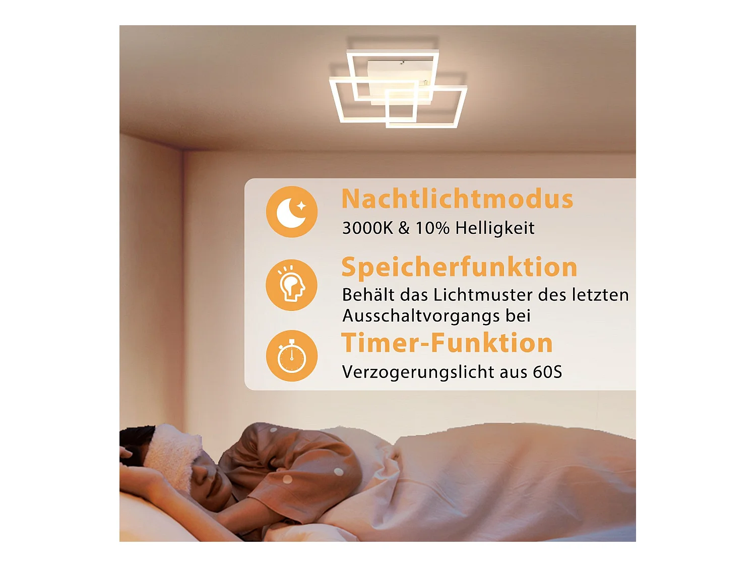 NETTLIFE Lampa sufitowa LED do salonu, biała, ściemnialna, kwadratowa, nowoczesna, 36 W, z pilotem