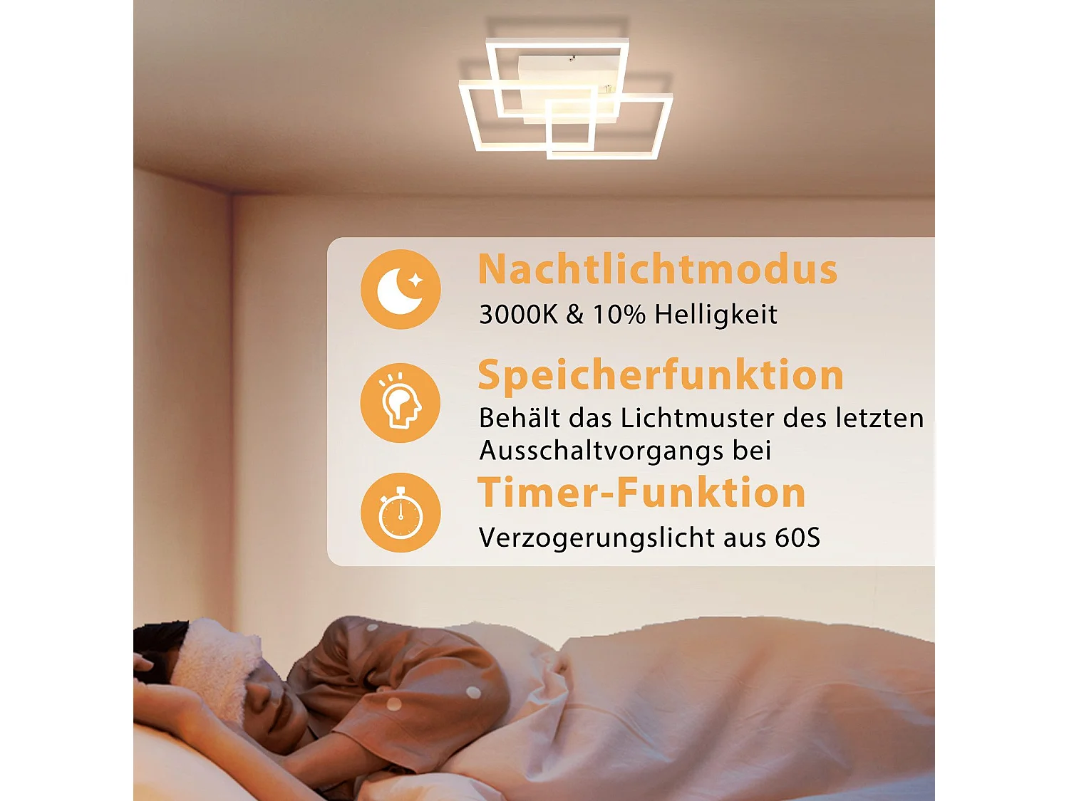 NETTLIFE Plafonnier LED Salon Blanc Dimmable Carré Moderne 36w Avec Télécommande