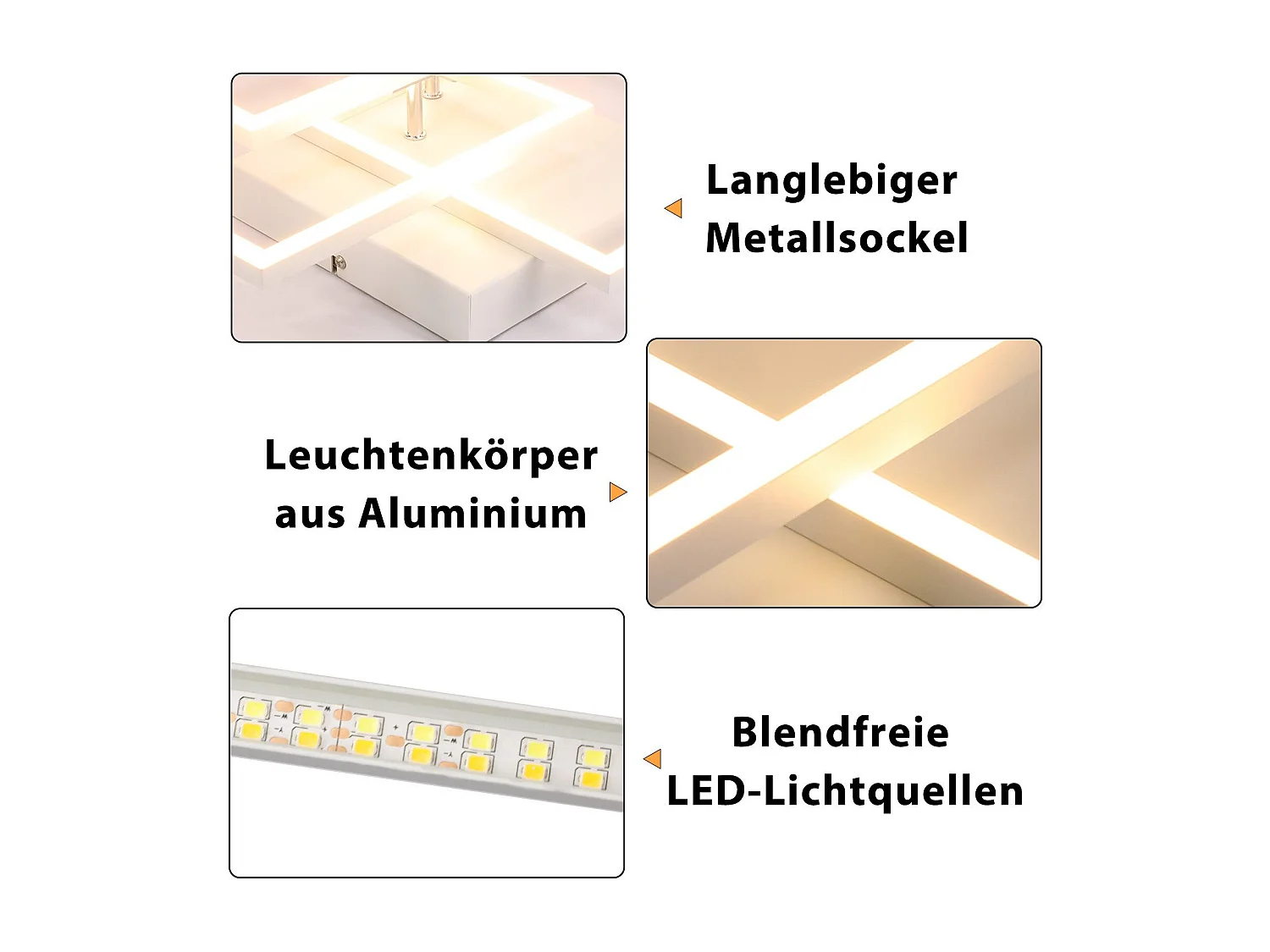 NETTLIFE Plafonnier LED Salon Blanc Dimmable Carré Moderne 36w Avec Télécommande