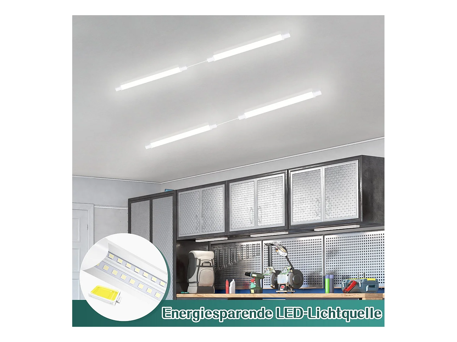 NETTLIFE 2 90CM vochtbestendige LED-plafondlamp - 24W 3000LM plafondlamp werkplaatslamp LED-buis IP65 waterdicht 5000K