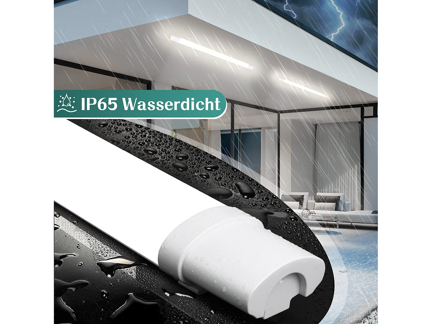 NETTLIFE 2 90CM Feuchtraum LED Deckenleuchte -24W 3000LM Deckenlampe Werkstattlampe LED Röhre IP65 Wasserdicht 5000K