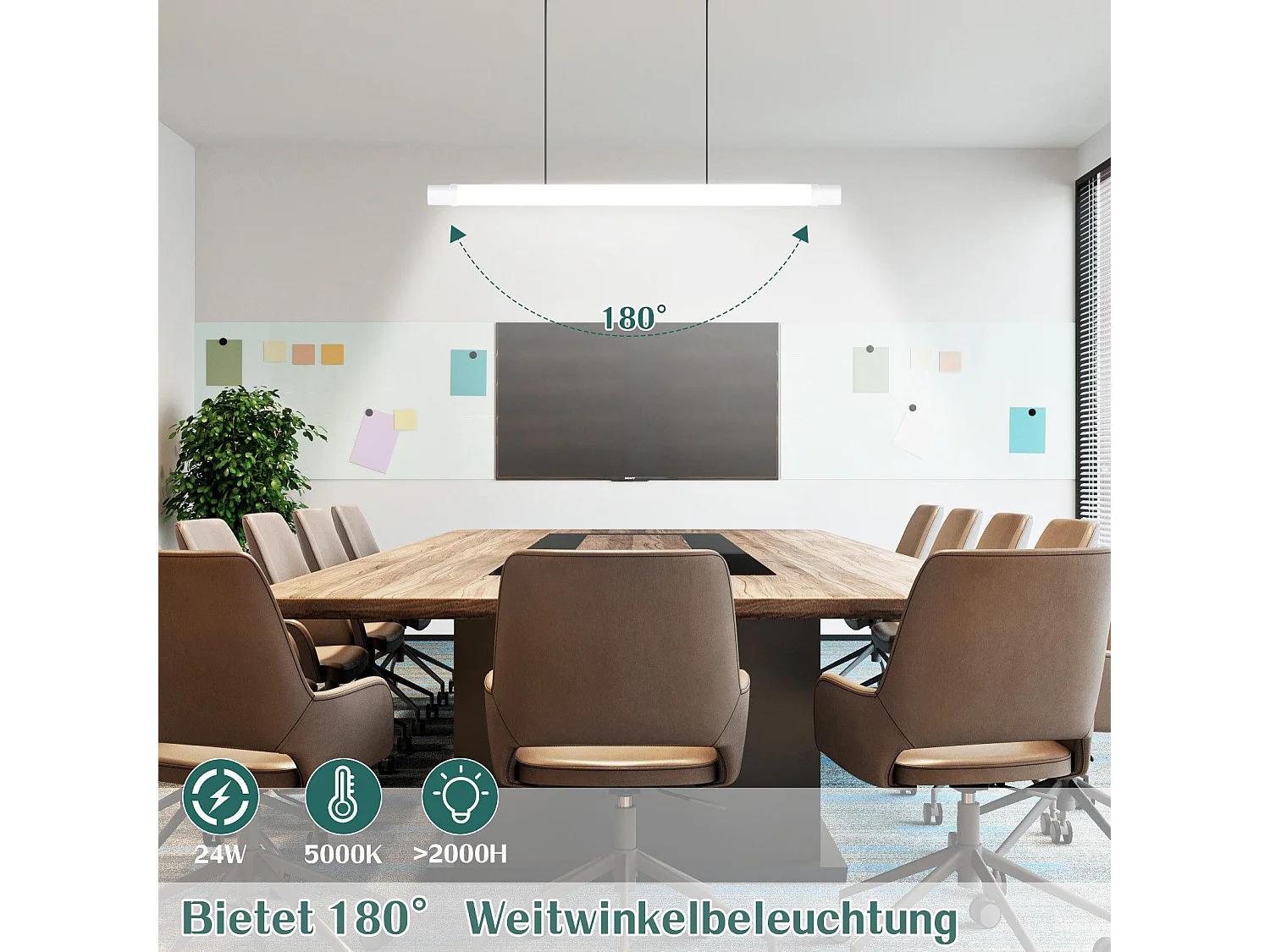 NETTLIFE Plafonnier LED anti-humidité 2 90CM -24W 3000LM plafonnier lampe d'atelier tube LED IP65 étanche 5000K