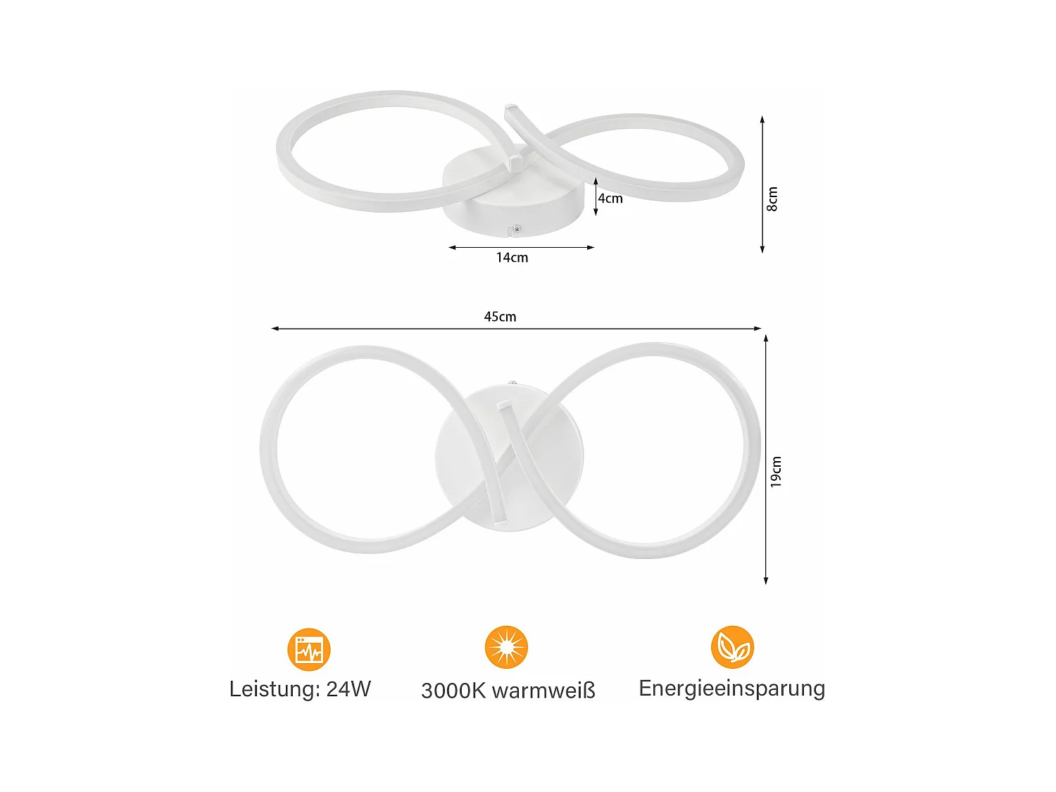 NETTLIFE Lampa sufitowa LED Salon 24w Biała Nowoczesna kreatywna lampa kuchenna 3000k Ciepła biel