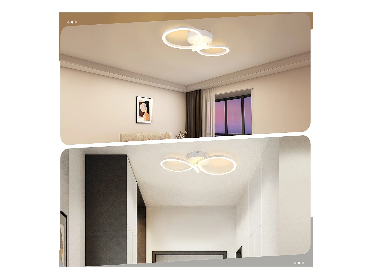 NETTLIFE Lampa sufitowa LED Salon 24w Biała Nowoczesna kreatywna lampa kuchenna 3000k Ciepła biel