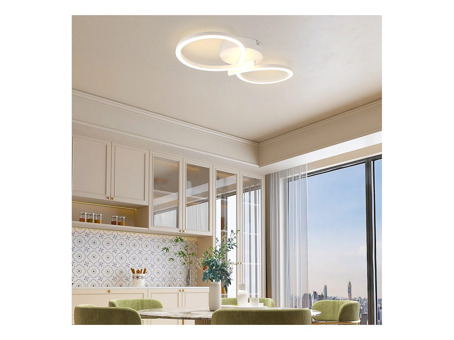 NETTLIFE Lampa sufitowa LED Salon 24w Biała Nowoczesna kreatywna lampa kuchenna 3000k Ciepła biel