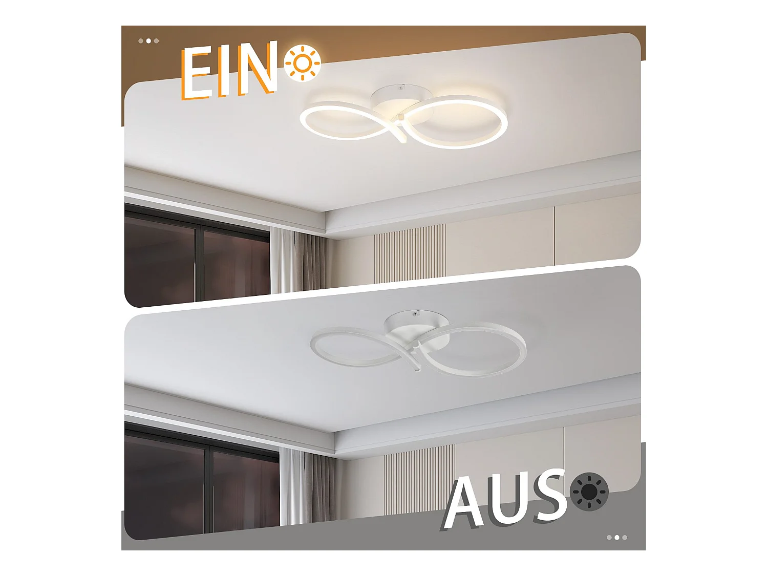 NETTLIFE Lampa sufitowa LED Salon 24w Biała Nowoczesna kreatywna lampa kuchenna 3000k Ciepła biel